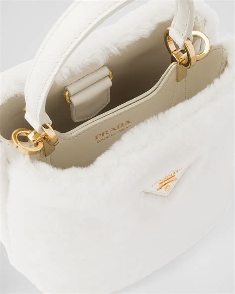 White Prada Panier shearling mini